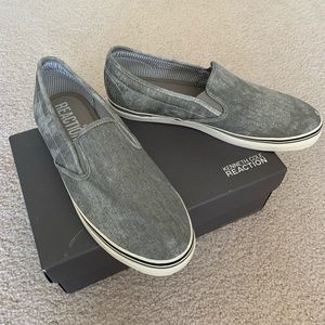 NEW Kenneth Cole slip-on canvas shoes, gray, 8.5